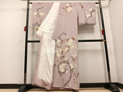 平和屋着物●創業460年・千總　訪問着　草花文　金彩　正絹　逸品　AABJ0153ph