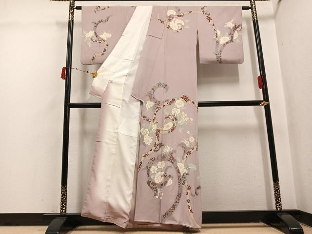 平和屋着物●創業460年・千總　訪問着　草花文　金彩　正絹　逸品　AABJ0153ph