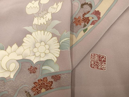 平和屋着物●創業460年・千總　訪問着　草花文　金彩　正絹　逸品　AABJ0153ph