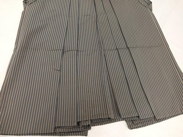 行灯袴 縞 男性 逸品 縞袴 袴 平和屋着物○男性 正絹 | 単品「黒グレー