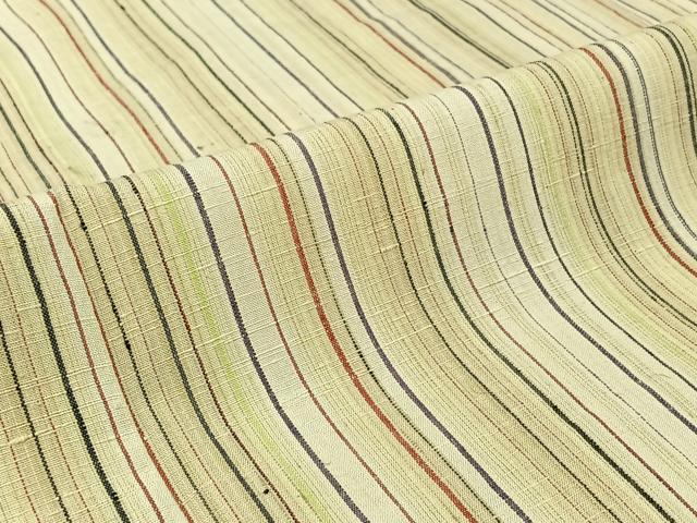 平和屋着物▽上質な紬　単衣　縞　正絹　逸品　AABJ0164jh