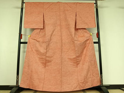 平和屋着物▽上質な紬　単衣　霞文　正絹　逸品　AABJ0166jh