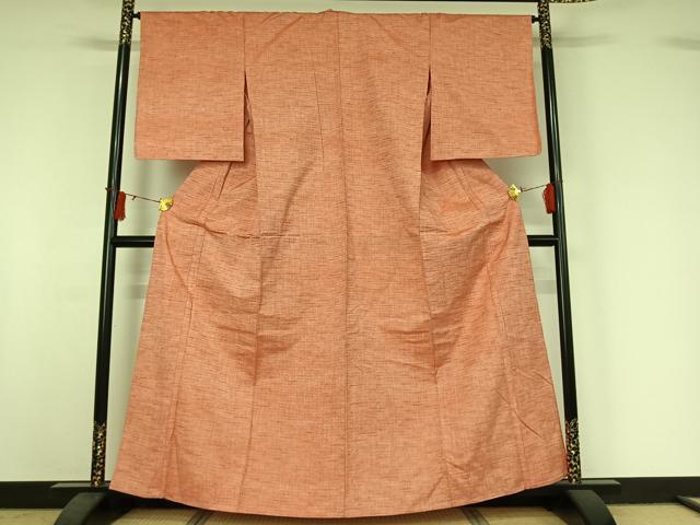 平和屋着物▽上質な紬　単衣　霞文　正絹　逸品　AABJ0166jh