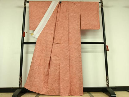 平和屋着物▽上質な紬　単衣　霞文　正絹　逸品　AABJ0166jh