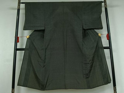 平和屋着物＊夏物 男性 お召 縞 黒地 正絹 逸品 AABJ0168jh