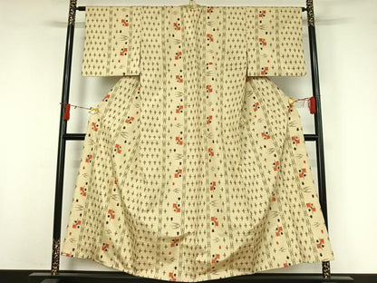 平和屋着物▽本場琉球絣　紬　単衣　正絹　逸品　AABJ0170jh