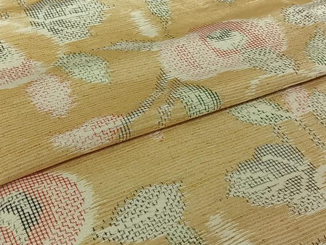 平和屋着物▽上質な紬　単衣　枝花文　正絹　逸品　AABJ0171jh