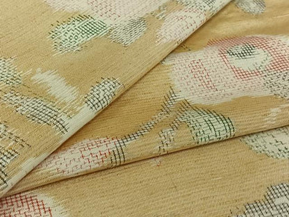 平和屋着物▽上質な紬　単衣　枝花文　正絹　逸品　AABJ0171jh