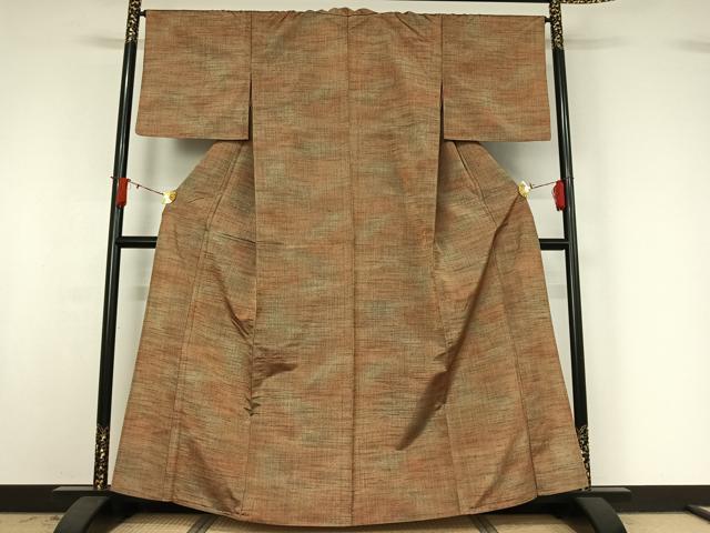 平和屋着物▽上質な紬　単衣　霞文　正絹　逸品　AABJ0172jh