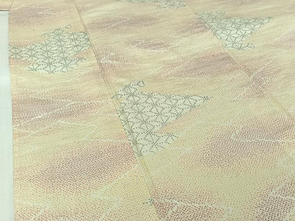 平和屋着物▽上質な紬　単衣　松皮菱文　正絹　逸品　AABJ0173jh