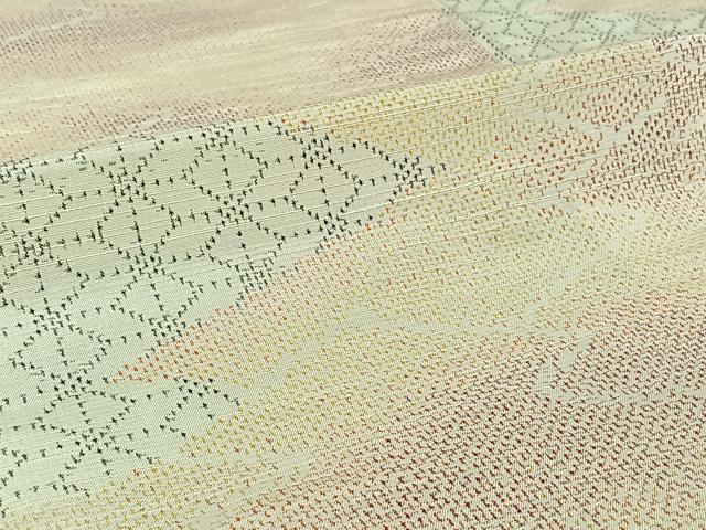 平和屋着物▽上質な紬　単衣　松皮菱文　正絹　逸品　AABJ0173jh