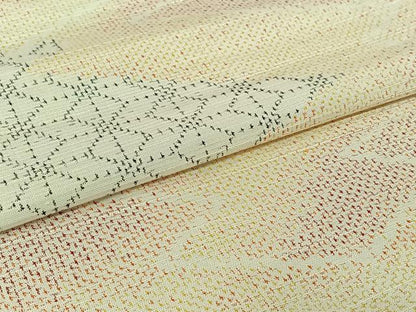 平和屋着物▽上質な紬　単衣　松皮菱文　正絹　逸品　AABJ0173jh