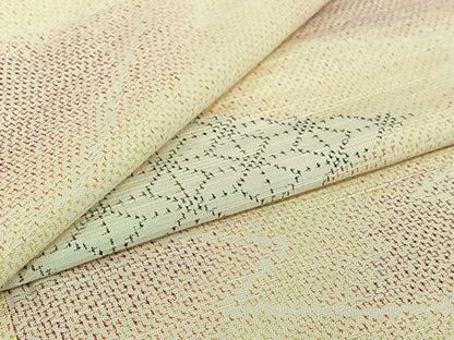 平和屋着物▽上質な紬　単衣　松皮菱文　正絹　逸品　AABJ0173jh