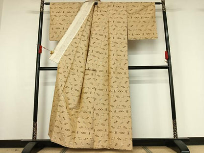 平和屋着物▽本場琉球絣　紬　単衣　正絹　逸品　AABJ0177jh