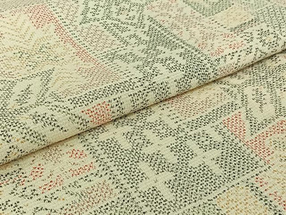 平和屋着物▽本塩沢　単衣　幾何学文様　正絹　逸品　AABJ0179jh