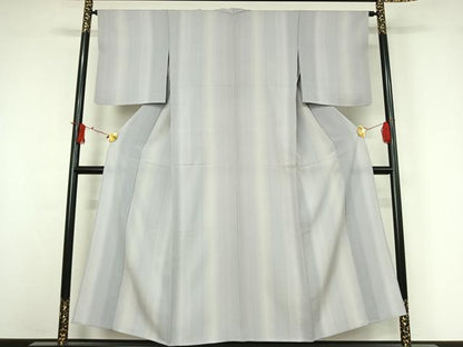 平和屋着物▽上質な小紋　単衣　縞　正絹　逸品　AABJ0182jh