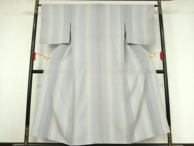 平和屋着物▽上質な小紋　単衣　縞　正絹　逸品　AABJ0182jh