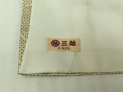 平和屋着物▽本場大島紬　白大島　単衣　9マルキ　花尽くし文　三越扱い　正絹　逸品　AABJ0183jh