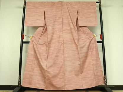 平和屋着物▽上質な紬　単衣　霞文　正絹　逸品　AABJ0185jh