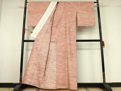 平和屋着物▽上質な紬　単衣　霞文　正絹　逸品　AABJ0185jh