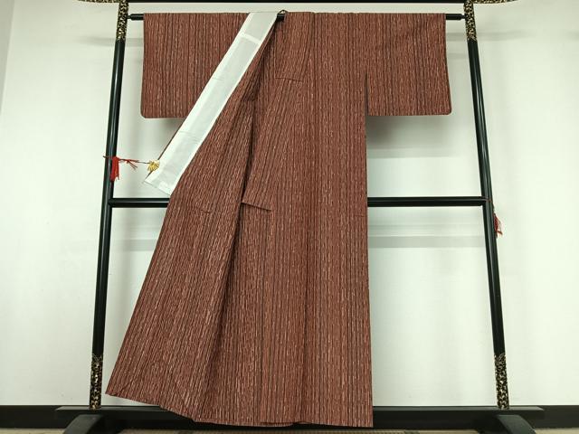 平和屋着物▽小紋　単衣　縞　AABJ0187jh