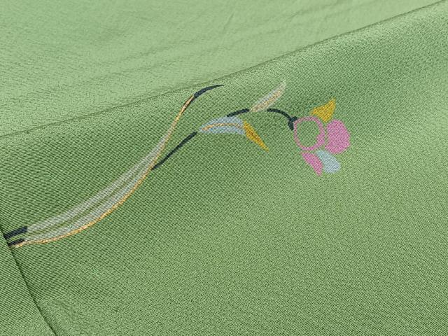 平和屋着物▽上質な小紋　単衣　草花文　金彩　正絹　逸品　AABJ0188jh