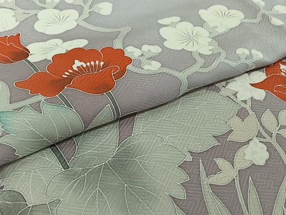 平和屋着物▽訪問着　単衣　友禅　草花文　暈し染め　正絹　逸品　AABJ0189jh