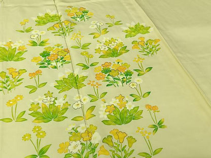平和屋着物▽訪問着　単衣　草花文　暈し染め　金彩　正絹　逸品　AABJ0192jh