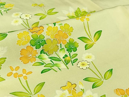 平和屋着物▽訪問着　単衣　草花文　暈し染め　金彩　正絹　逸品　AABJ0192jh