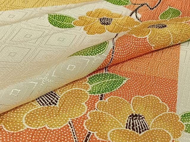 平和屋着物▽上質な小紋　単衣　枝花文　正絹　逸品　AABJ0194jh