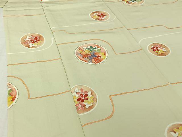 平和屋着物▽上質な小紋　単衣　花丸文　金彩　正絹　逸品　AABJ0196jh