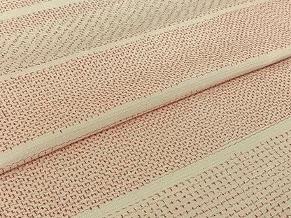 平和屋着物▽上質な紬　単衣　横段文　正絹　逸品　AABJ0197jh