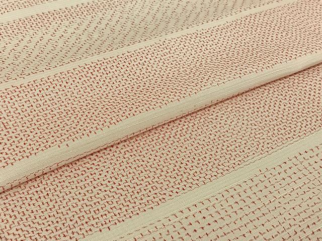平和屋着物▽上質な紬　単衣　横段文　正絹　逸品　AABJ0197jh