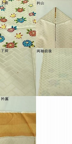 平和屋着物▽訪問着　単衣　草花文　正絹　逸品　AABJ0198jh
