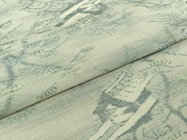 平和屋着物▽上質な紬　単衣　風景松文　正絹　逸品　AABJ0200jh