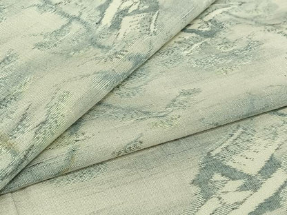 平和屋着物▽上質な紬　単衣　風景松文　正絹　逸品　AABJ0200jh