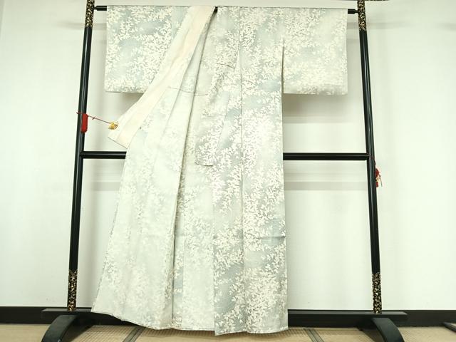 平和屋着物▽上質な小紋　単衣　草花文　正絹　逸品　AABJ0202jh