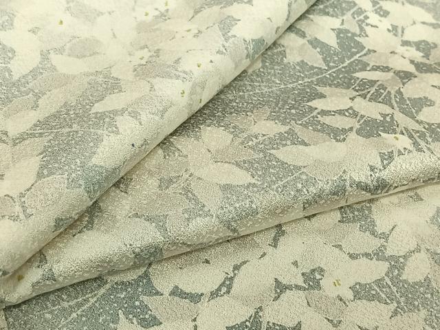平和屋着物▽上質な小紋　単衣　草花文　正絹　逸品　AABJ0202jh