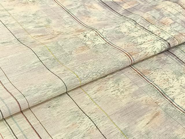 平和屋着物▽上質な紬　単衣　草花文　正絹　逸品　AABJ0203jh