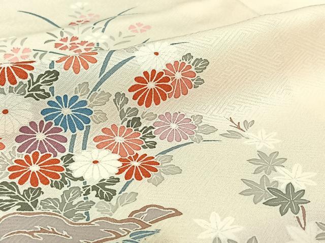 平和屋着物▽訪問着　単衣　草花文　暈し染め　正絹　逸品　AABJ0204jh