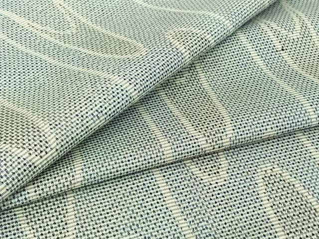 平和屋着物▽上質な紬　単衣　波文　正絹　逸品　AABJ0205jh