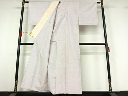 平和屋着物▽上質な紬　単衣　蚊絣　正絹　逸品　AABJ0208jh