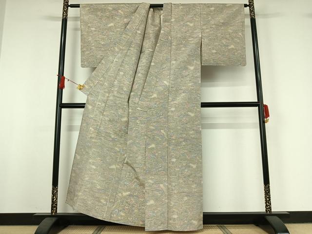 平和屋着物▽本場大島紬　単衣　風景花文　正絹　逸品　AABJ0209jh