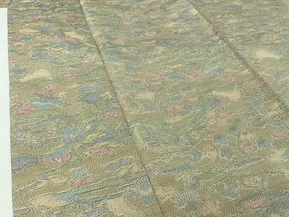 平和屋着物▽本場大島紬　単衣　風景花文　正絹　逸品　AABJ0209jh