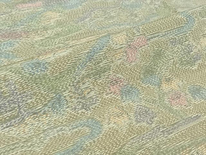 平和屋着物▽本場大島紬　単衣　風景花文　正絹　逸品　AABJ0209jh
