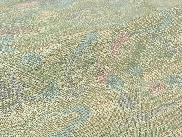 平和屋着物▽本場大島紬　単衣　風景花文　正絹　逸品　AABJ0209jh