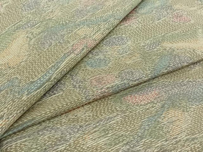 平和屋着物▽本場大島紬　単衣　風景花文　正絹　逸品　AABJ0209jh