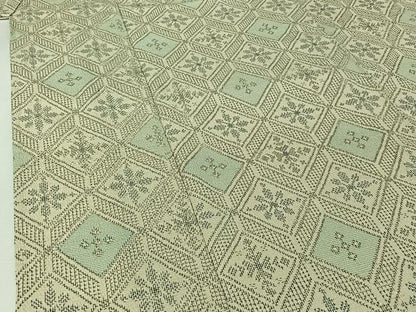 平和屋着物▽本塩沢　単衣　花菱文　正絹　逸品　AABJ0210jh
