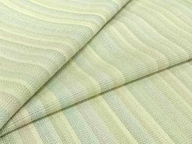 平和屋着物▽本塩沢　単衣　縞　正絹　逸品　AABJ0212jh
