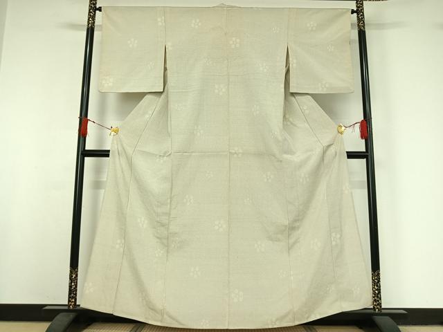 平和屋着物▽本塩沢　単衣　110亀甲　舞花文　正絹　逸品　AABJ0213jh